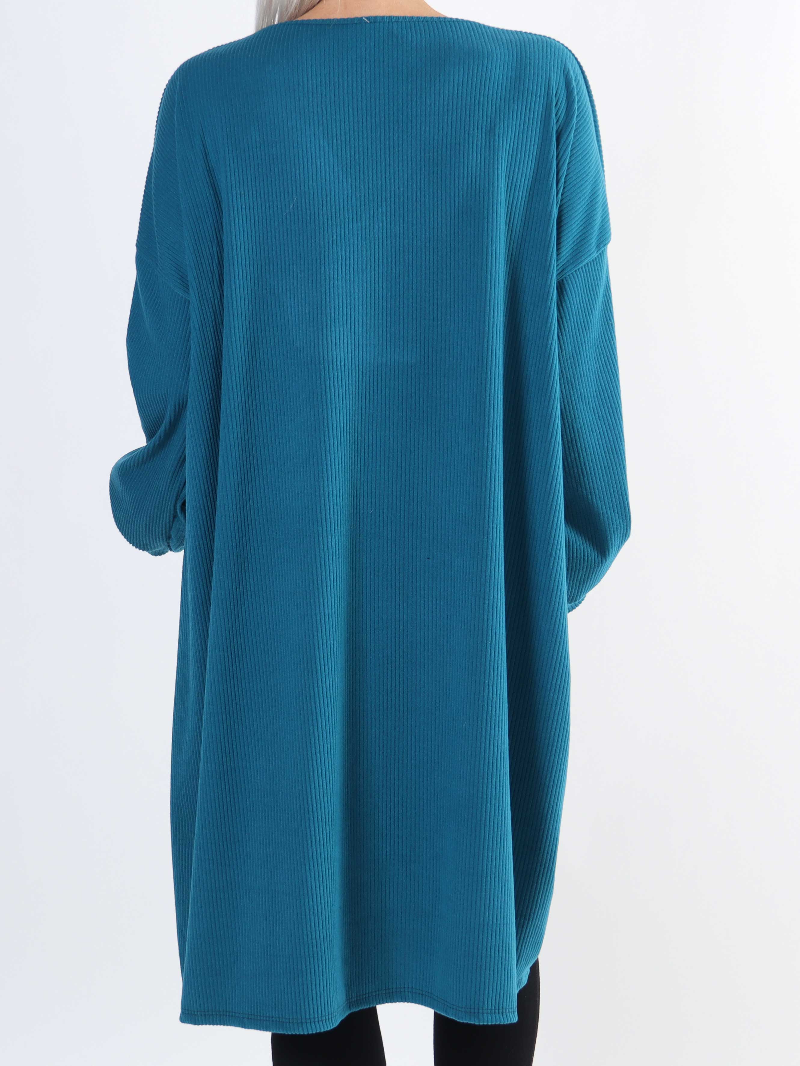 Liana - Blød plus size kjole i rib med lynlås
